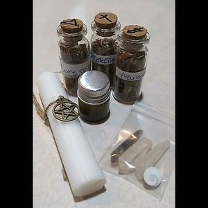 - Trio herbal blends spell kit. Herb blends + crystals chips 🪬protect attract🌀